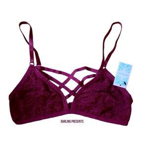 Anemone Lace Cage Front Bra Women Color Burgundy Size L